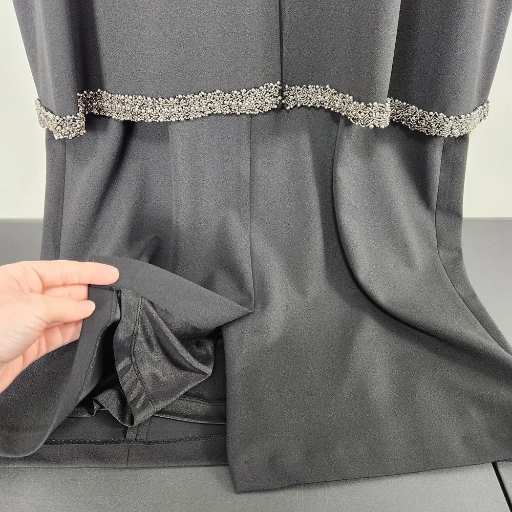 Adrianna Papell NWT Womens Black Crepe Cold Shoulder Cape Sheath Dress Sz‎ 14W